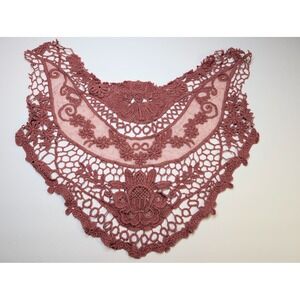 Mauve Floral Lace Cutter Fabric Salvaged Garment Panel Applique Dusty Rose